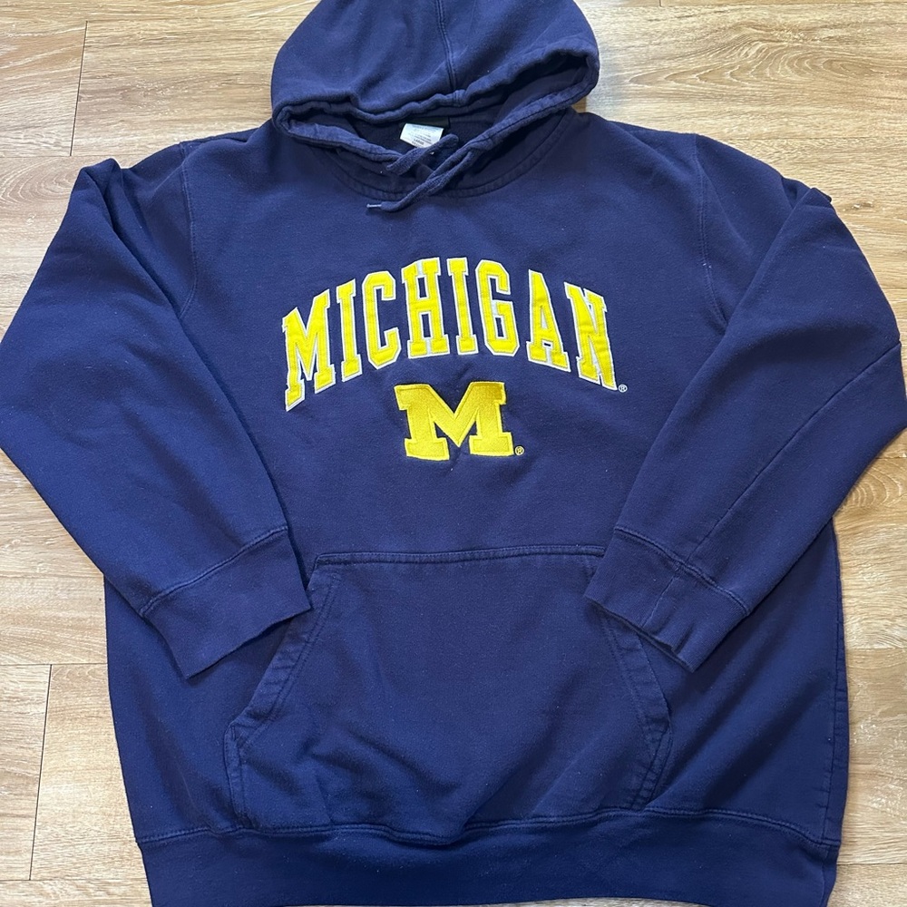 University Of Michigan Hoodie Mens Size Large Go Blue Vintage Y2k